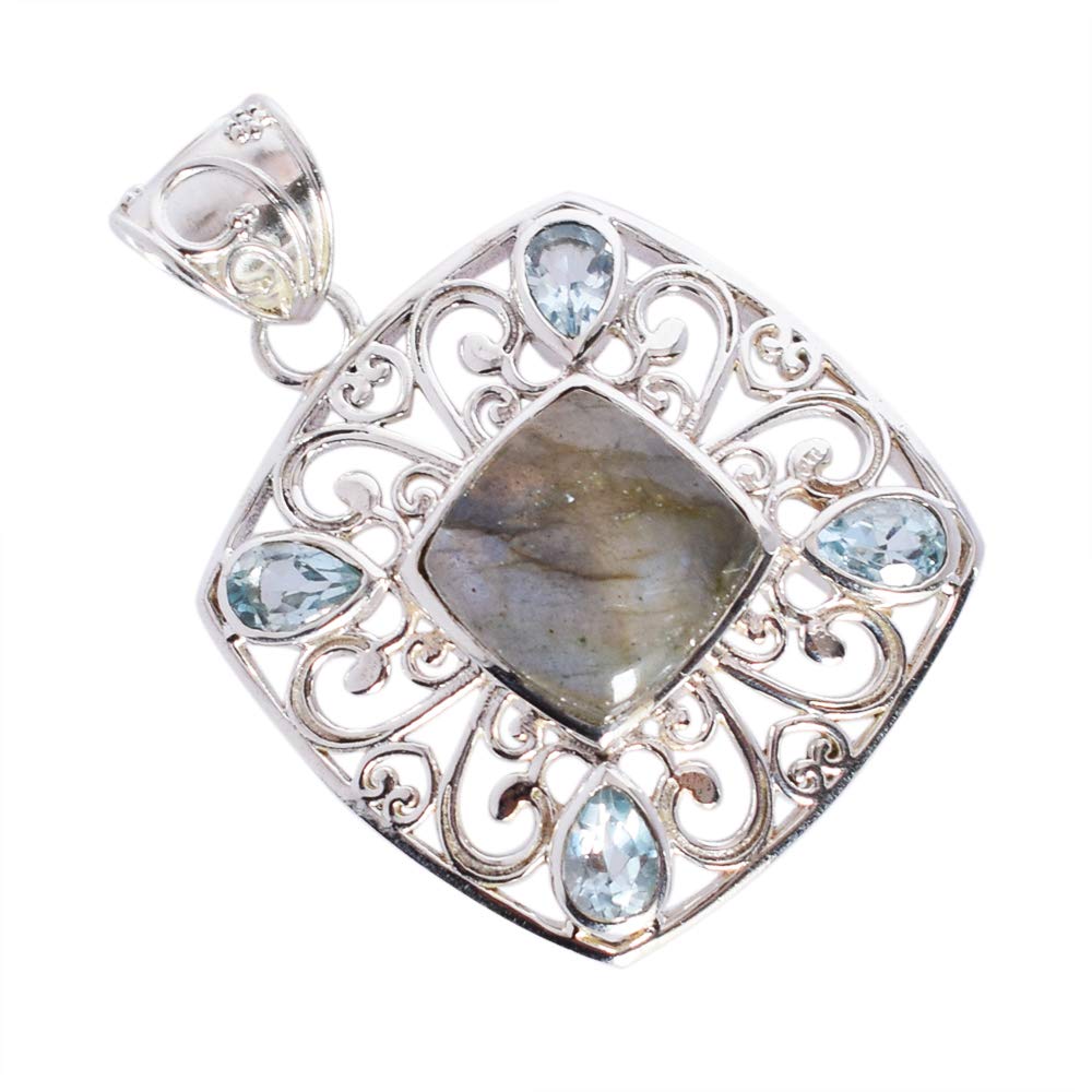 Pendentif Labradorite de feu bleu naturel, le chic au quotidien - 6