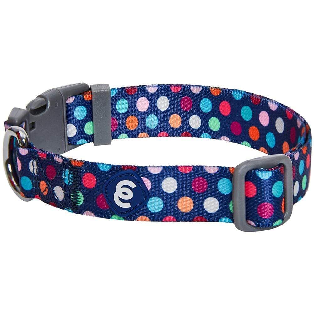 Blueberry Pet Essentials Rainbow Polka Dots Adjustable Dog Collar, Medium, Neck 14.5"-20"