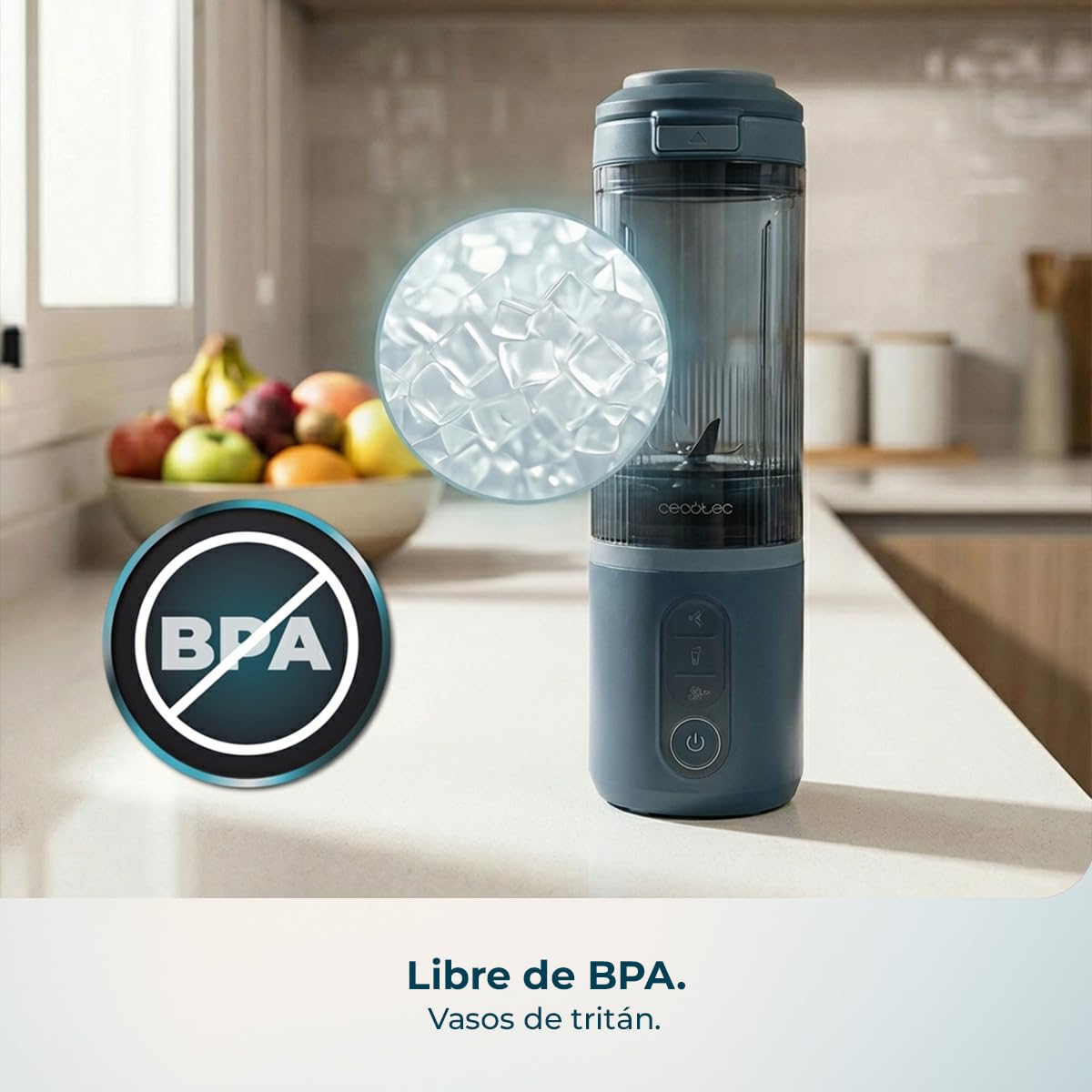 Cecotec Batidora de Vaso Individual Power Titanium Shake2Go Dark. 180W, Vaso Tritan 600ml Libre BPA, 3 Programas Automáticos, Diseño Compacto y Portátil, Smoothies Listos para Llevar — view 5