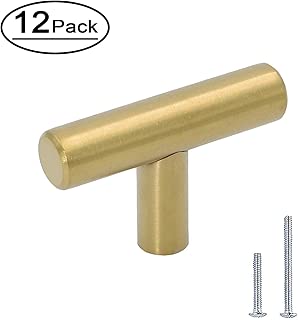 Gold Drawer Knobs for Dresser Drawers Kitchen Cabinet Knobs - LONTAN LH201GD Gold Hardware for Cabinets Brushed Brass T Bar Knobs with 2 Inch Overall Length 12 Pack - coolthings.us