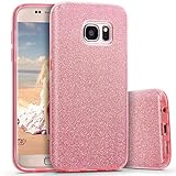 Galaxy S7 Case, Imikoko™ Rose Gold Luxury Hybrid Beauty Crystal Rhinestone With Gold Sparkle Glitter PC Hard Protective Diamond Case Cover For Samsung Galaxy S7 (3 in 1/Rose Gold)