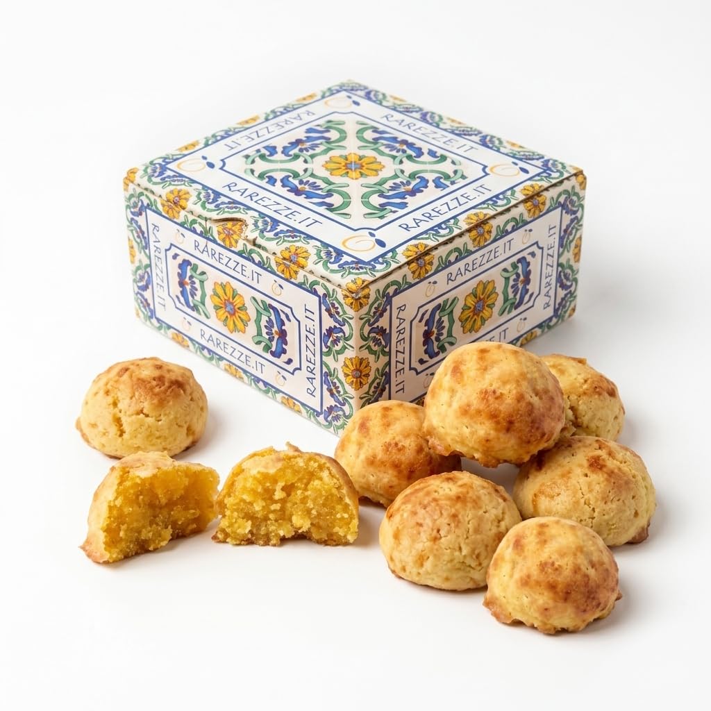 RAREZZE Low Sugar | Biscotti di pasta di mandorla siciliana a BASSO CONTENUTO DI ZUCCHERO, al Mandarino | Deliziosa confezione regalo (gr.400) | Dolci tipici di Sicilia | Preparazione artigianale