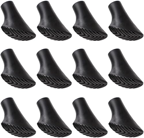 12 Pieces Walking Stick Tips Rubber Trekking Pole Tips Replacement- Rubber Feet for Hiking Poles