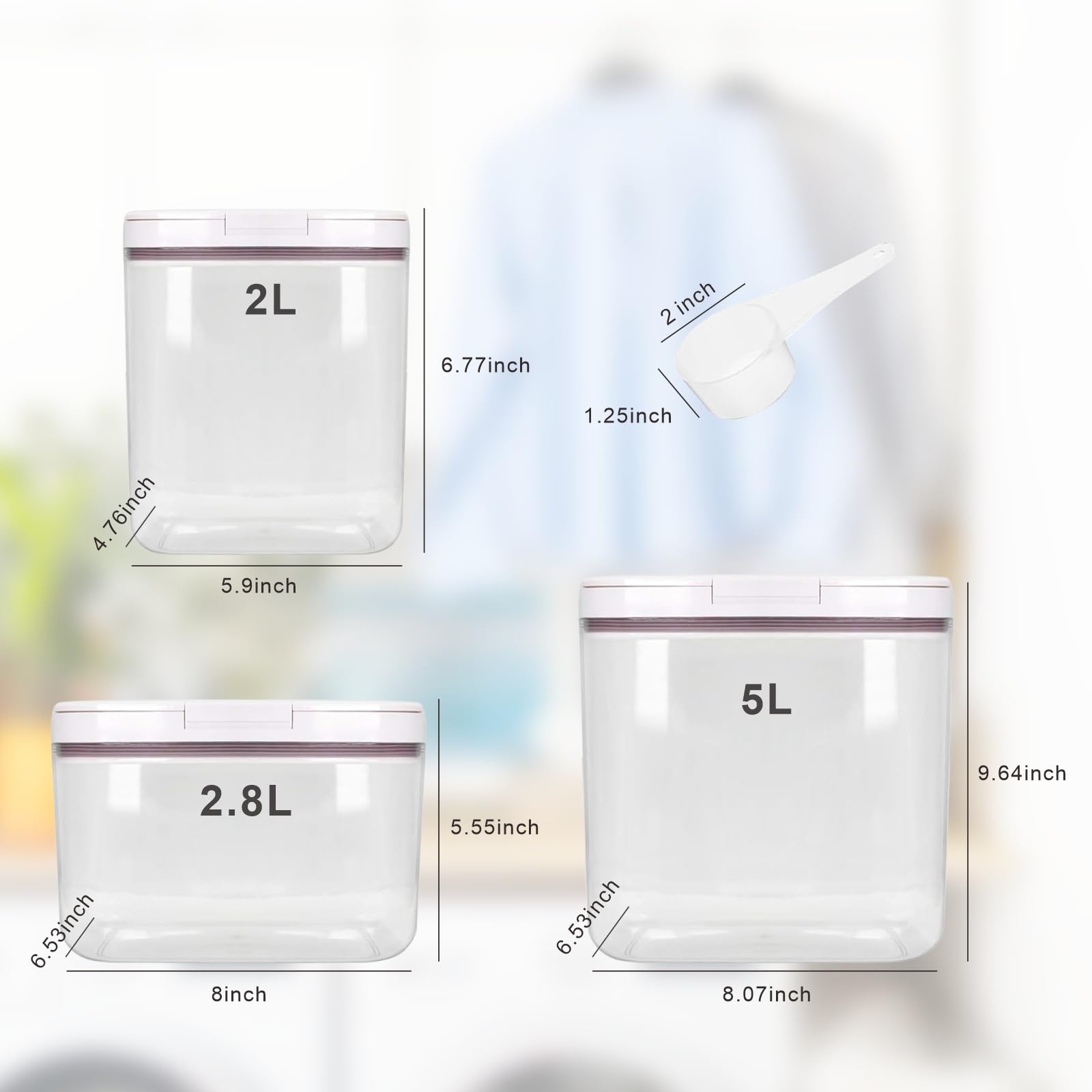 FEULAM 3 Pack Laundry Room Organization Containers with Airtight Lids and Labels, Laundry Powder Detergent Holder for Dryer Ball, Scent Booster Beads