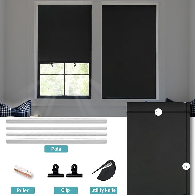 Persiana enrollable blackout portátil para ventana 57" x 78" miniatura 6