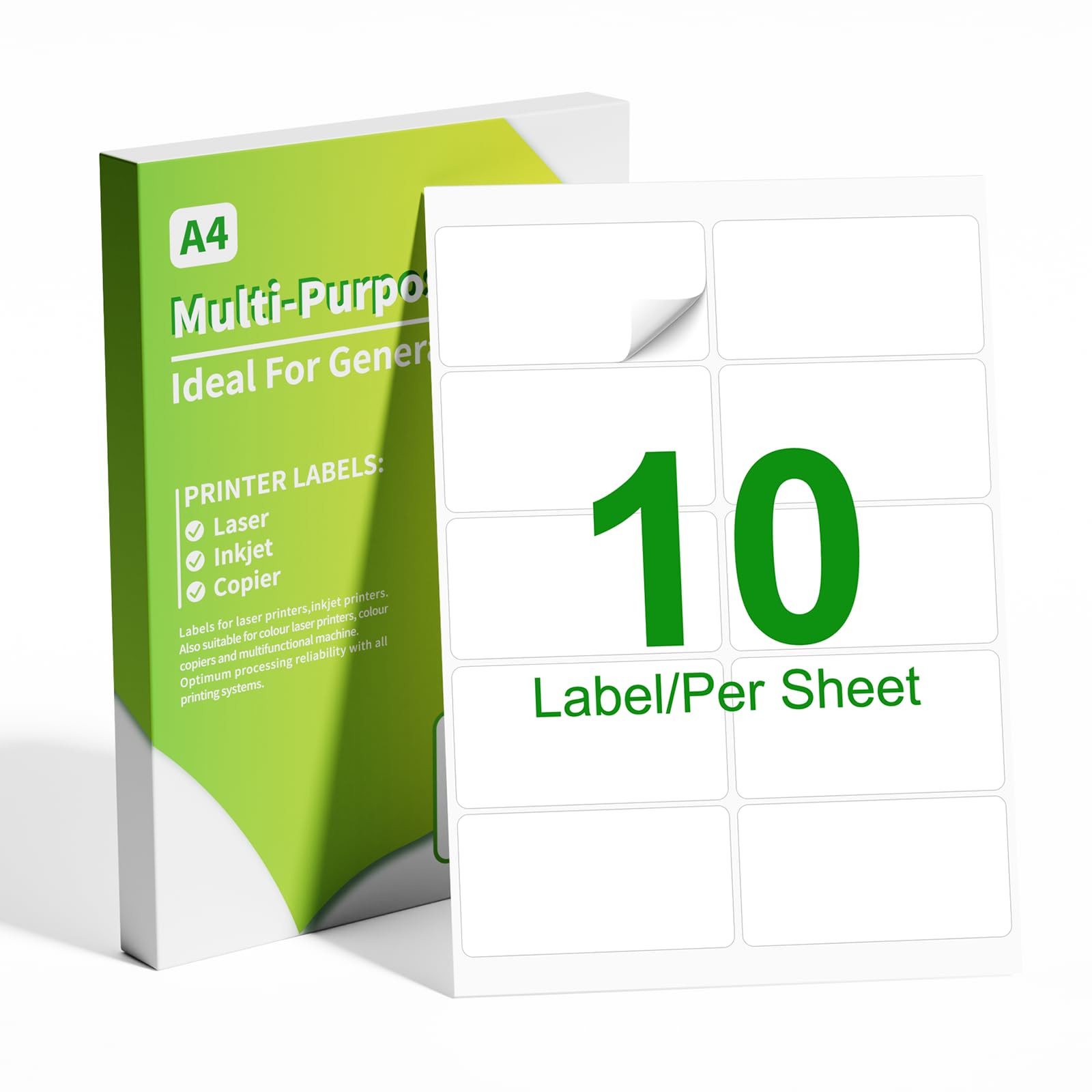 Label KINGDOM2x4 , 10 Up Shipping for Laser & Inkjet Printer (100 Sheets, 1000 ), Printable 2" x 4" Compatible with 5163 18613