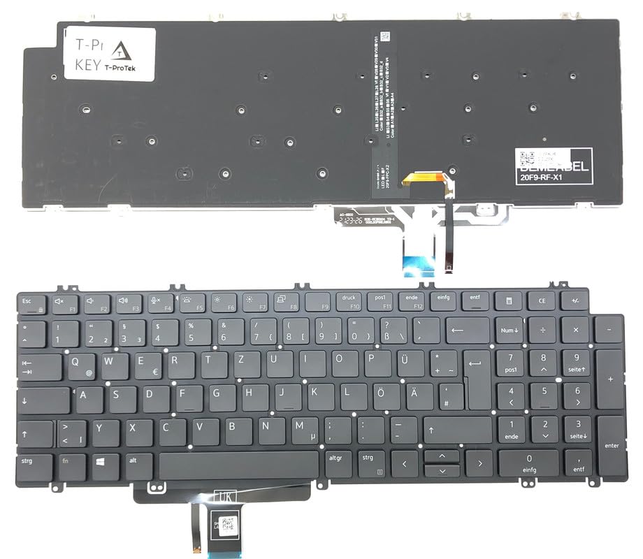T-ProTek Clavier allemand - Noir - Compatible avec Dell Precision 17 7750