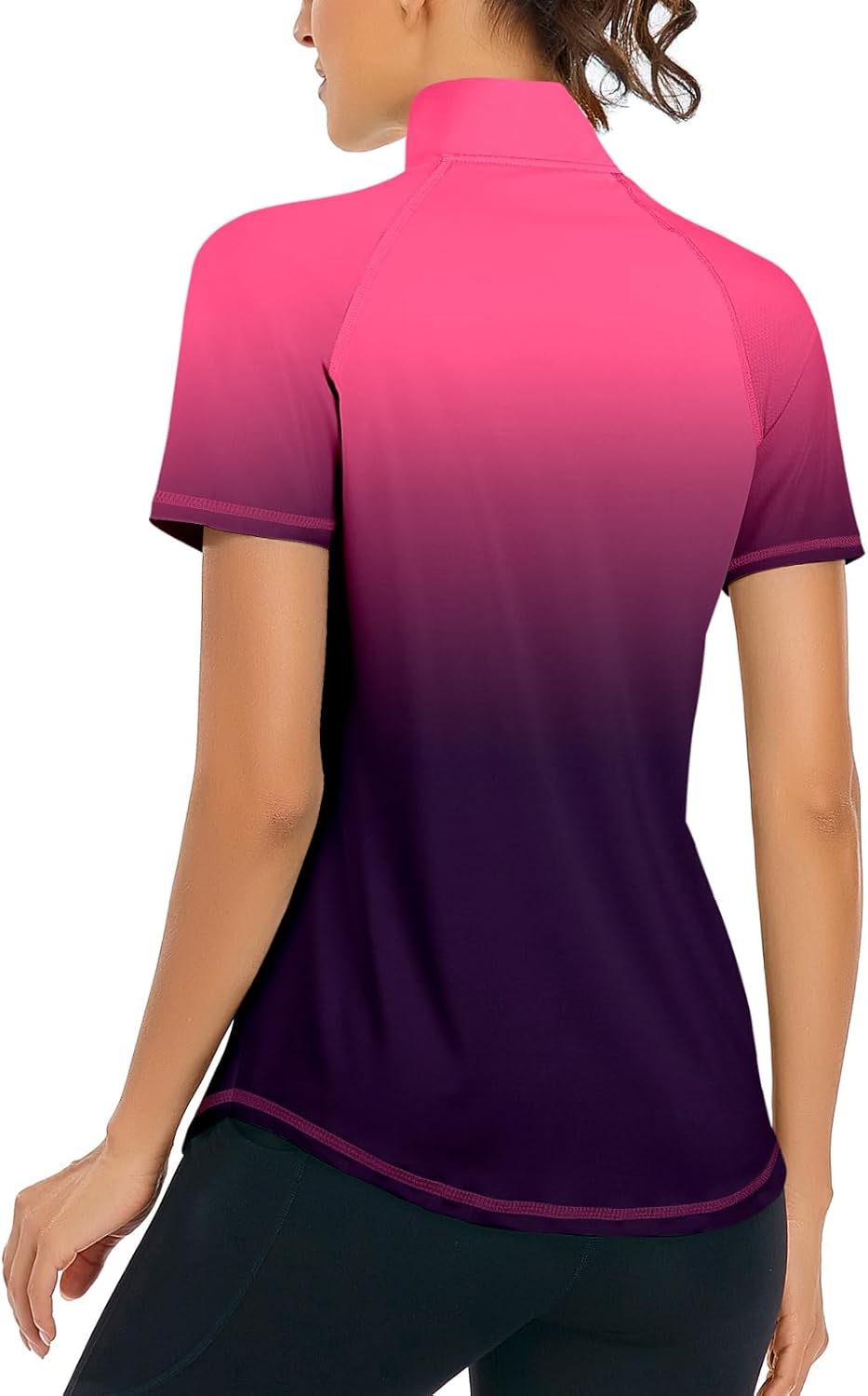 LURANEE Women's Short Sleeve Moisture Wicking Athletic Shirts Quarter Zip Pullover