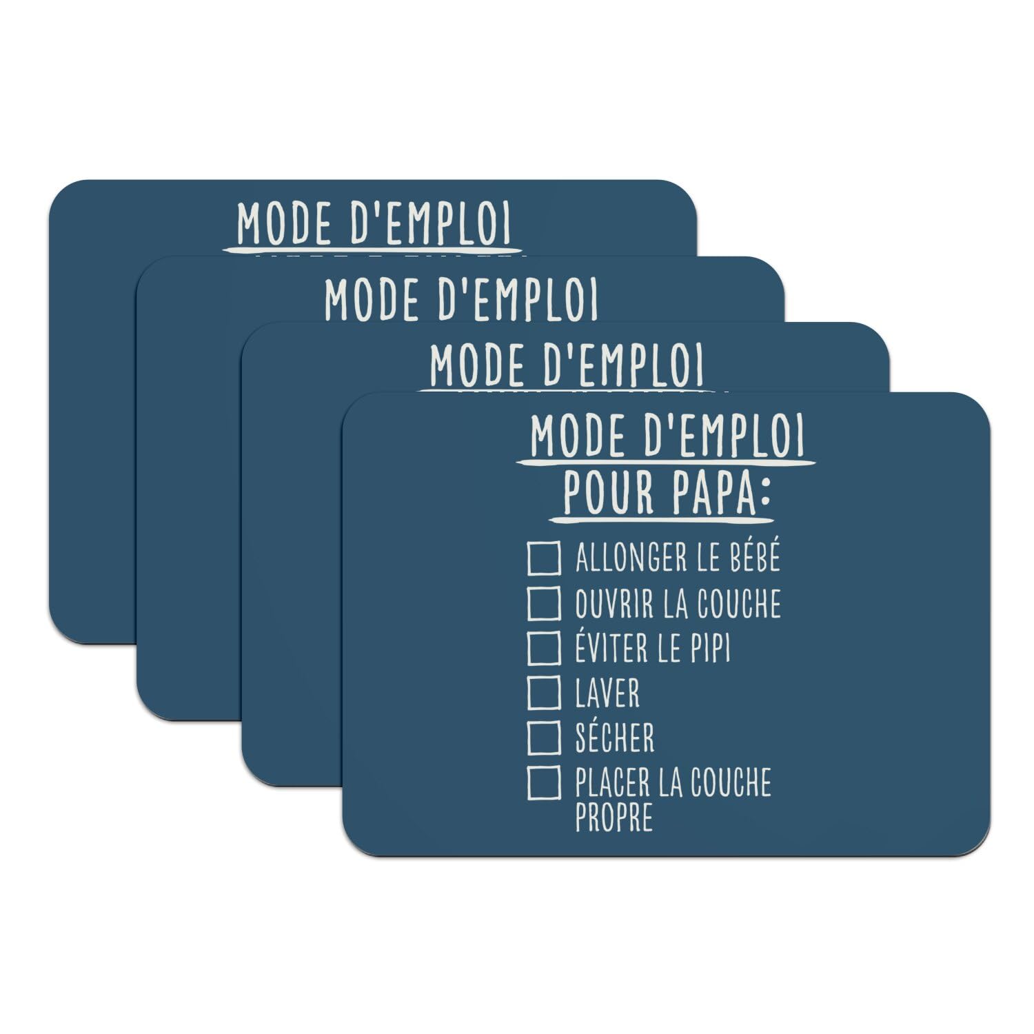 Sets de table en caoutchouc bleu lot de 4 grands formats antidérapants pour repas de famille