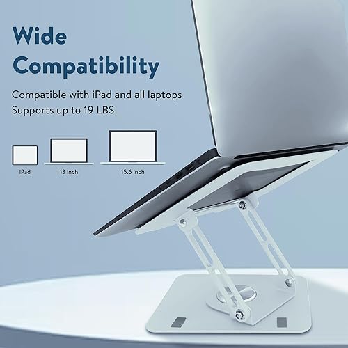 Miniatura 6 de Uncaged Ergonomics Soporte giratorio para computadora portátil para escritorio, soporte ajustable para iPad para escritorio con rotación de 360,