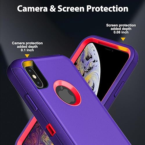 Miniatura 3 de Funda para iPhone XiPhone Xs con 2 protectores de pantalla de vidrio templado, grado militar 3 en 1, resistente a prueba de golpes, caídas y polvo