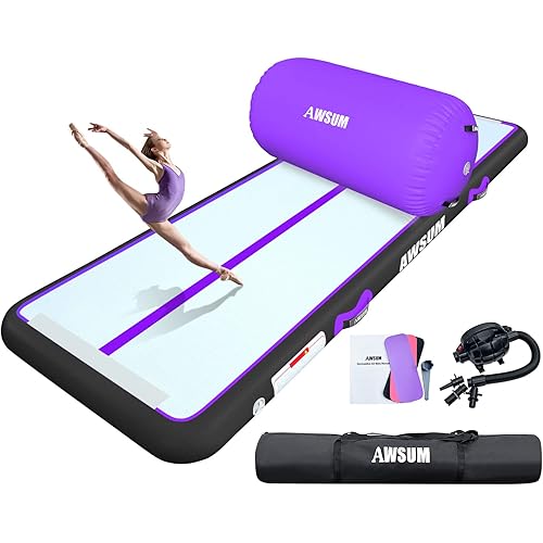 AWSUM Inflatable Air Gymnastics Mat 10ft/13ft/16ft/20ft/23ft Training mat 4/8 inches Thick tumbling mat with Electric Pump for Home/Gym/Outdoor