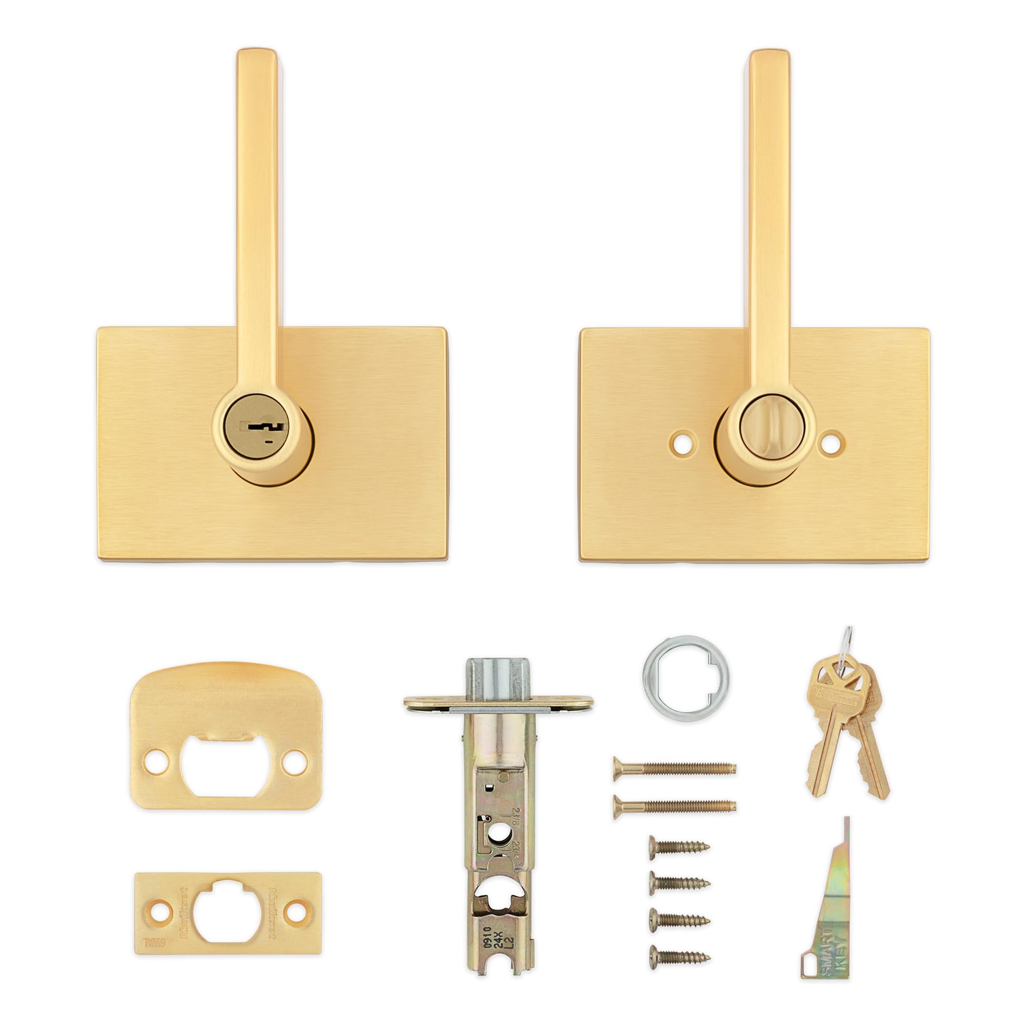 Kwikset Halifax Entry Door Handle with Lock and Key, Secure Keyed
