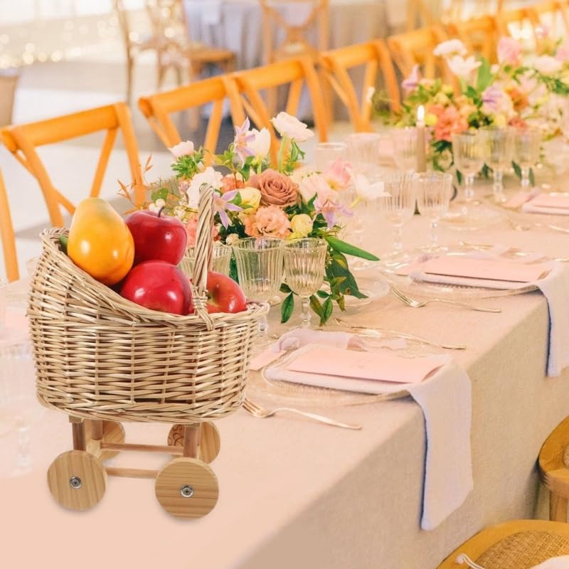Wicker Baby Carriage for Baby Shower,Hand Woven Rattan Stroller,Wicker Baby Carriage,Wicker Stroller