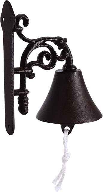 YARNOW 1 Set Cast Iron Wall Hanging Bell Christmas Jingle Bells Welcome Ship Bell Hand Shaking Doorbell Wall Mounted Dinner Bell Metal Wall Art Decoration for Indoor Outdoor Garden Home