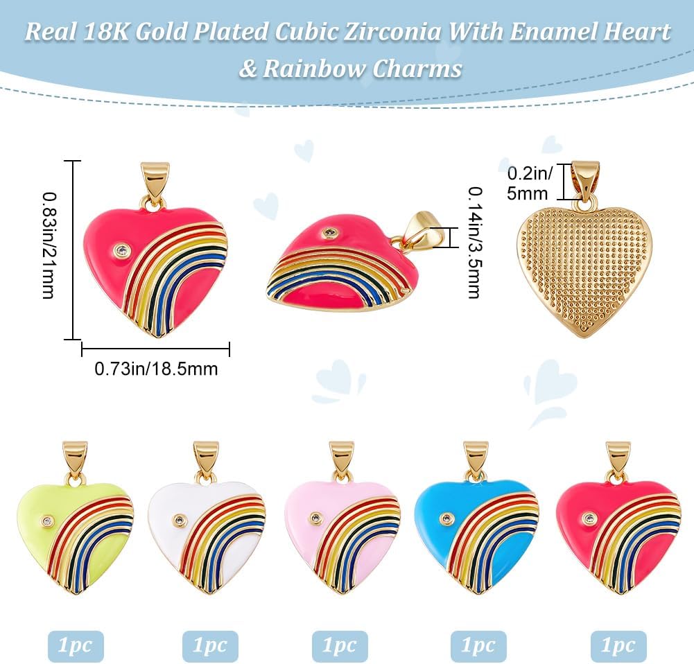 Beebeecraft 1 Box 18K Gold Plated Enamel Slipper Shoe/Bunny/Rainbow/Apple/Mushroom/Clown Charms for Bracelets Jewelry Making
