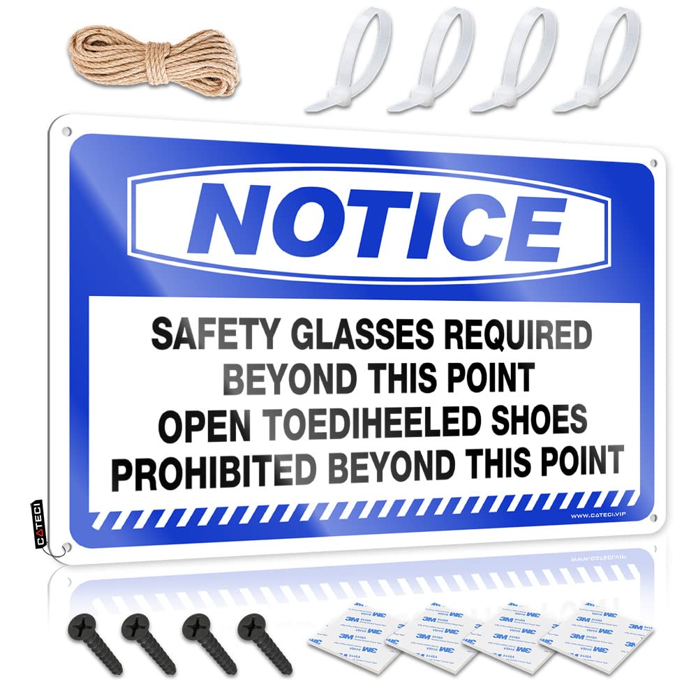 Fzfn Men's Colour Teenage Haves Retro Wall Decor - Notice Safety Glasses Required Beyond This Point Open Toediheeled Classy Metal Wall Art Ready To Hang For Cave(30X40cm)