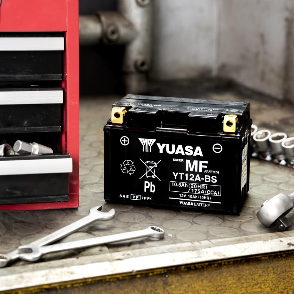 Yuasa YT12A 12V 175 CCA Batería Moto VRLA Sin Mantenimiento | Alto Rendimiento, Fiable y Duradera, Tecnología VRLA, Uso Larga Vida