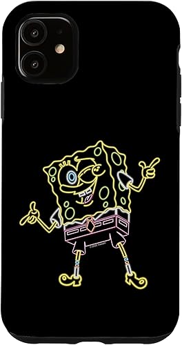 iPhone 11 Bob Esponja SquarePants Neon Line Art Case