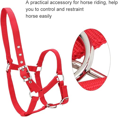 Miniatura 6 de Cabestro ajustable para caballo, cabestro de cuero para caballos, cabestro de cuero para caballos Halter, control de caballo, caballo, correa de