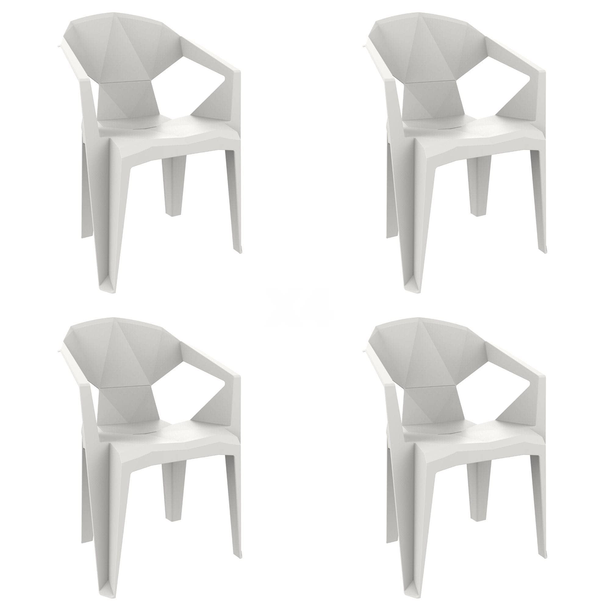 garbar Delta Set 4 Silla con Brazos Exterior | jardín, terraza, balcón, Picnic, Camping, Catering, Eventos, reuniones | diseño, Ligero, apilable | Blanco