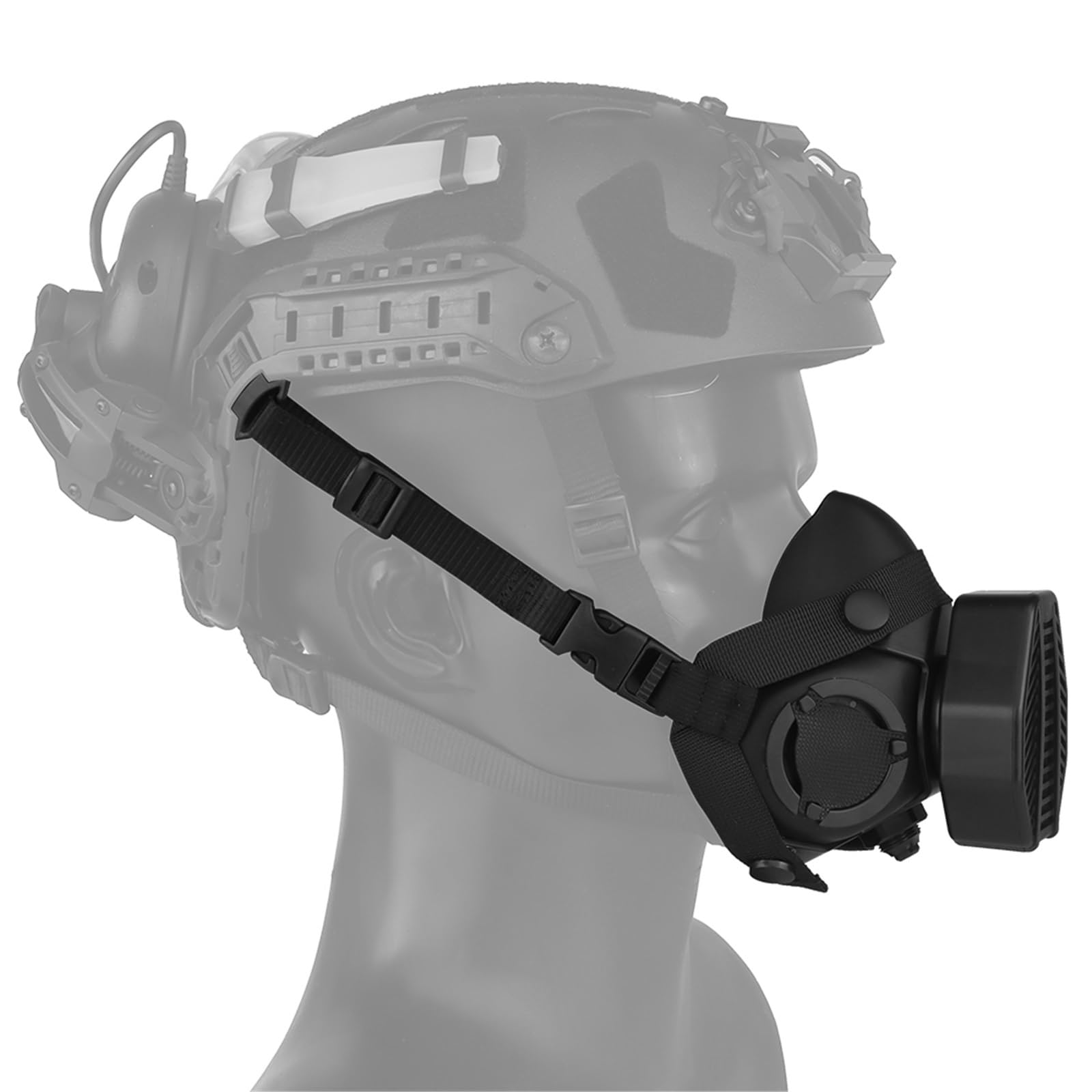 Taktische Atemschutzmaske, Halbgesichtsmaske Mit Austauschbarem Filter und Integriertem Mikrofon für Jagd, Airsoft, Paintball und CS