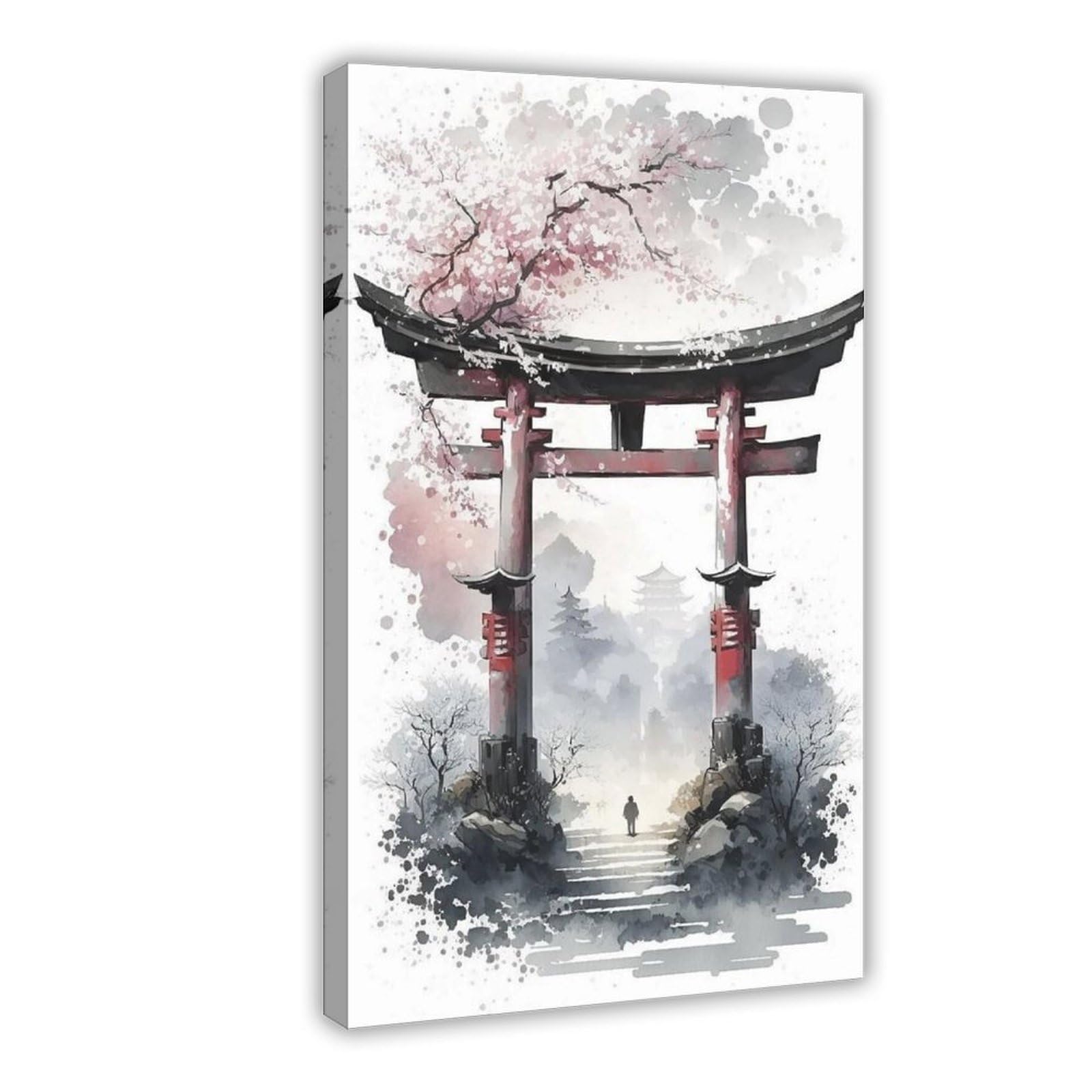 Utgn Mysterious Torii Gate Tranquil Japanese Canvas Poster Wall Art Print Picture Paintings 16X24inch(40X60cm)