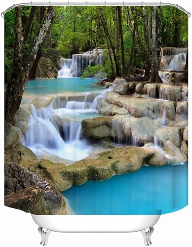 Miniatura 9 de El baño utiliza cortinas de ducha 3D Stream Waterfall, la bañera utiliza una cortina de ducha estándar de lujo de 72 x 72 pulgadas, cortinas de