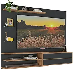 Painel para Tv até 65 Polegadas 1 Porta e Prateleiras Multimóveis Mp1064 Preto/rustic