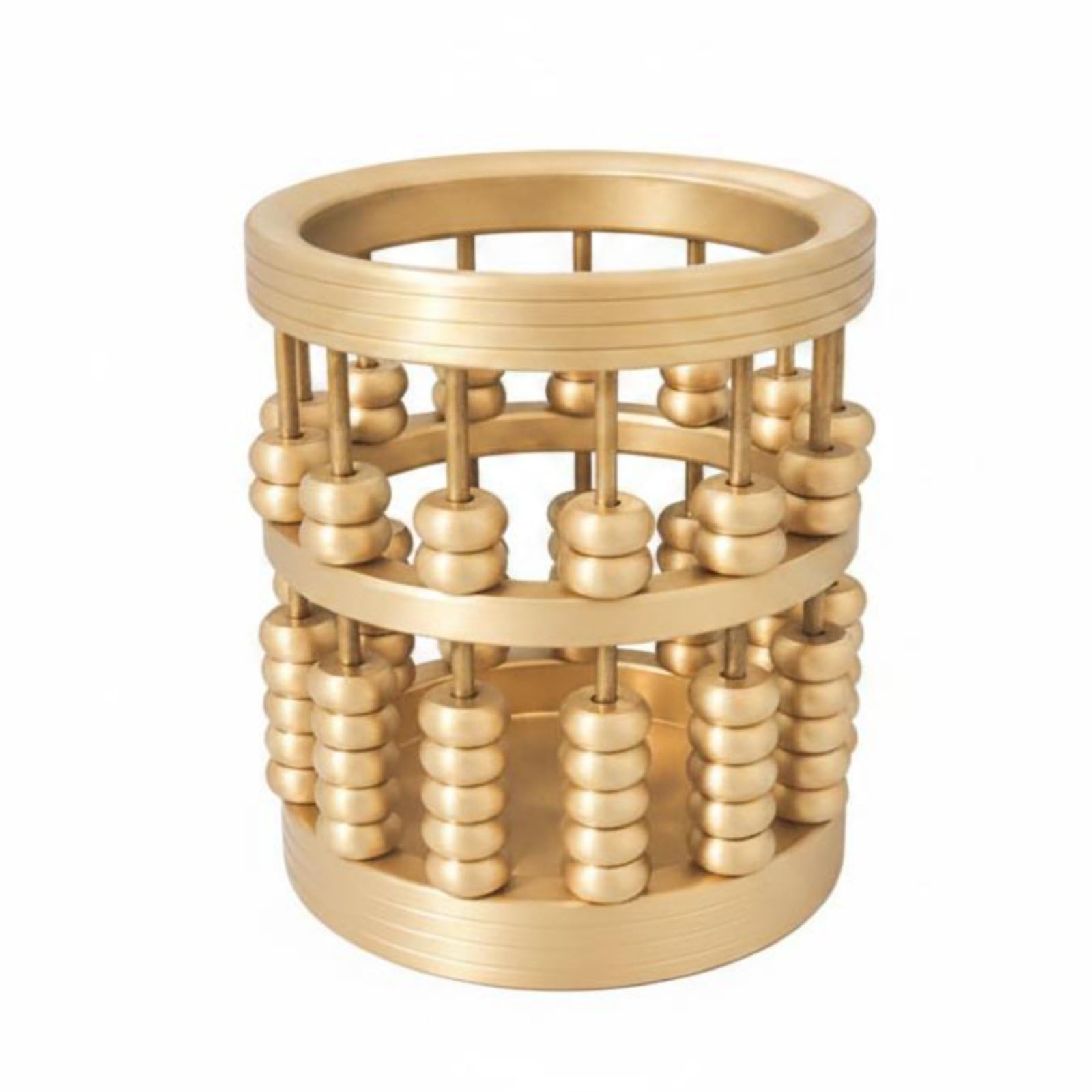 Portapenne Ottone Portamatite Portastilo Organizer per Penne E Pennelli Corpo Solido Cilindrico Fascino Culturale Decorativo Adatto per Ufficio Home Office Studio Regalo, Brass L