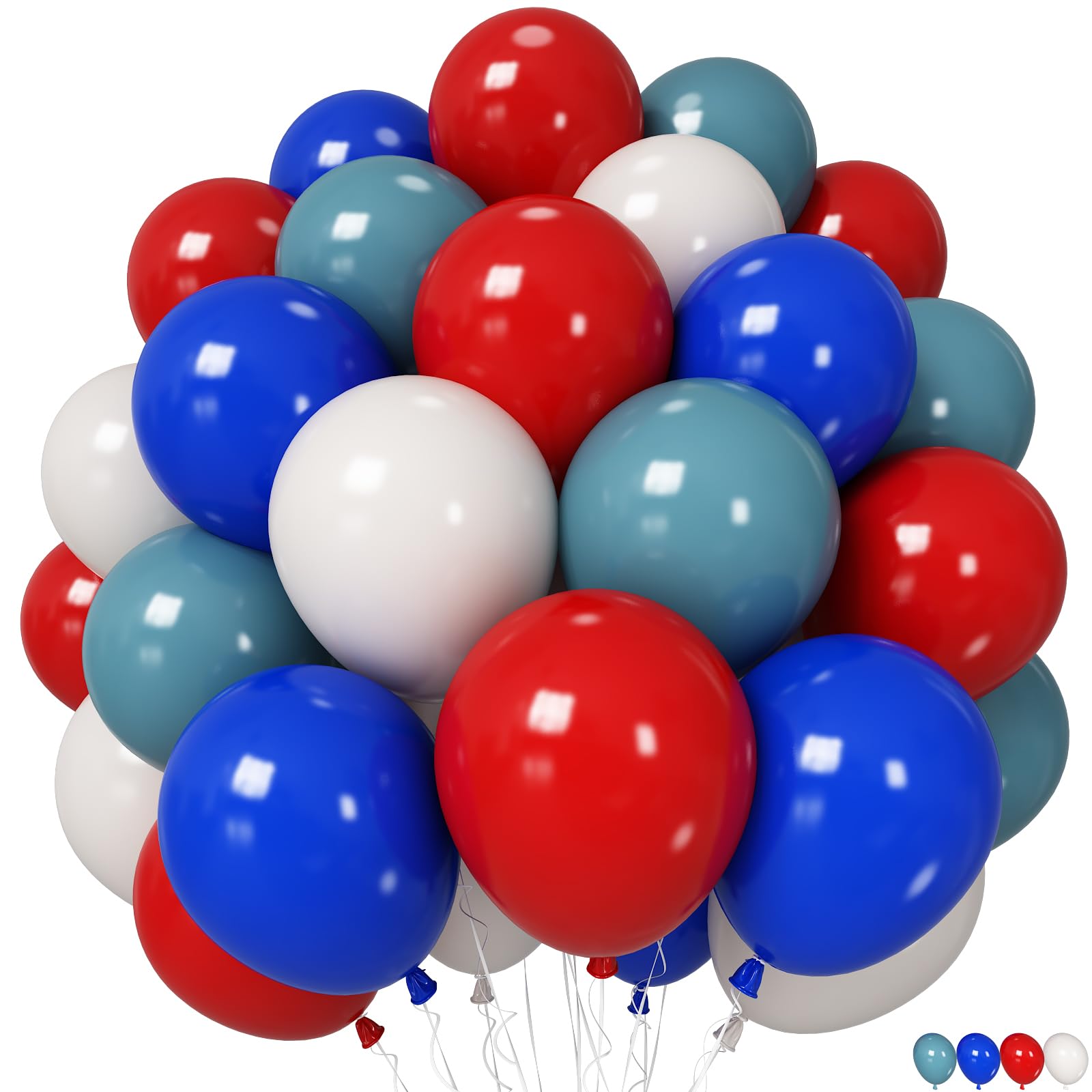 Red White and Blue Balloons 12 Inch Red Royal Dusty Blue White Latex Party Helium Balloon for 4th of July Independence Day Patriotic Baby Shower Graduation Wedding Baseball Birthday Party Decorations