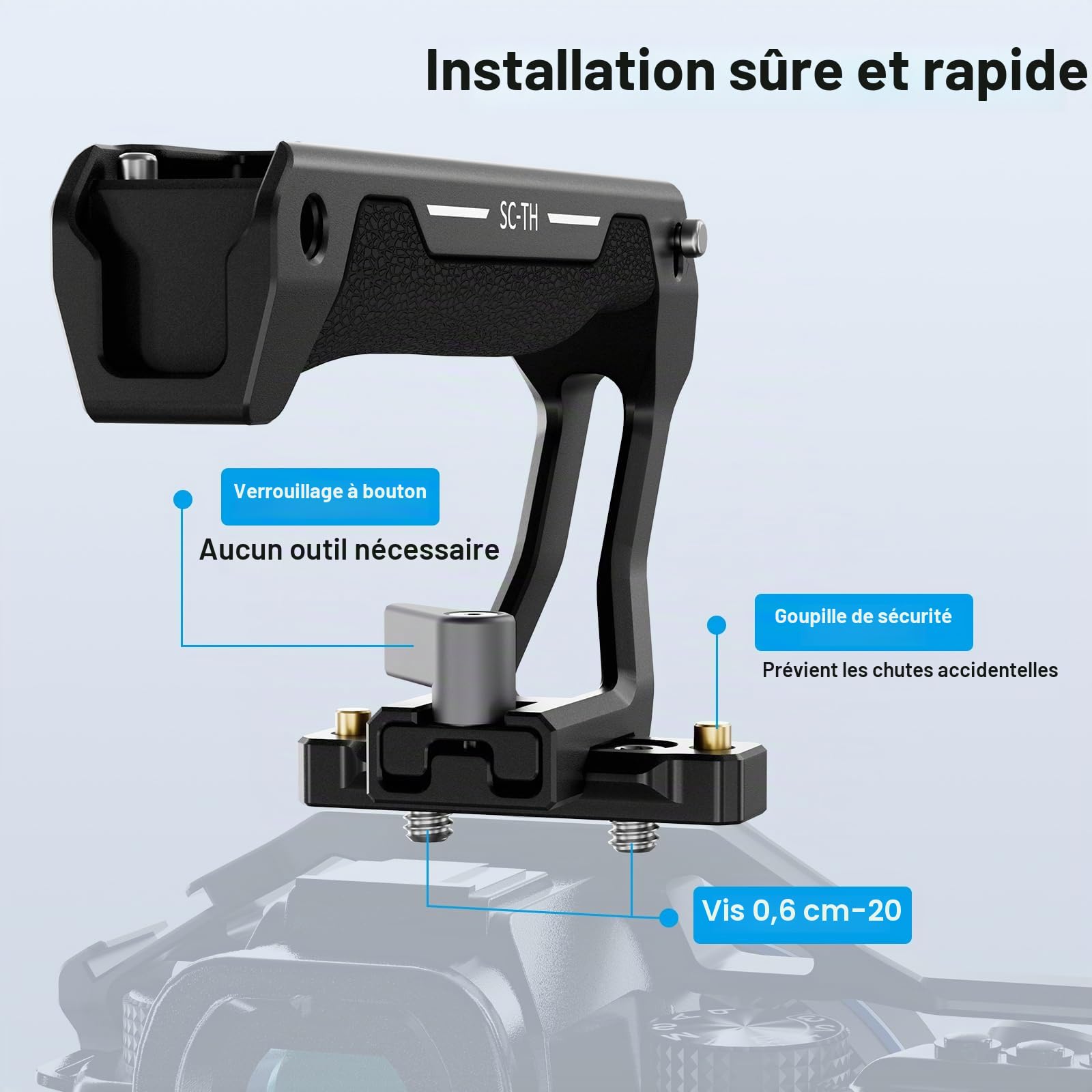 SIRUI Poignée Supérieure avec Rail OTAN - Poignée Légère en Silicone pour Cage d'Appareil Photo - Poignée Supérieure Universelle avec Chaussures Froides - Filetage 1/4" et Filetage Arri 3/8" - SC-TH