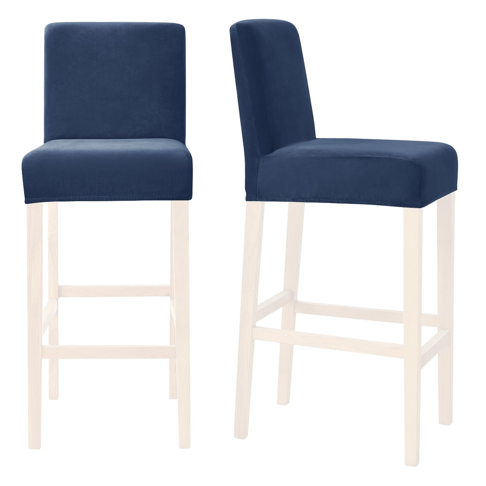 SHUOJIA Velvet Bar Stool Cover Counter Stool Pub Chair Slipcover for Dining Room Barstool Protector Covers Slipcover Parson Chair Covers, Thick Soft Modern Style (Navy Blue,2 Pcs)