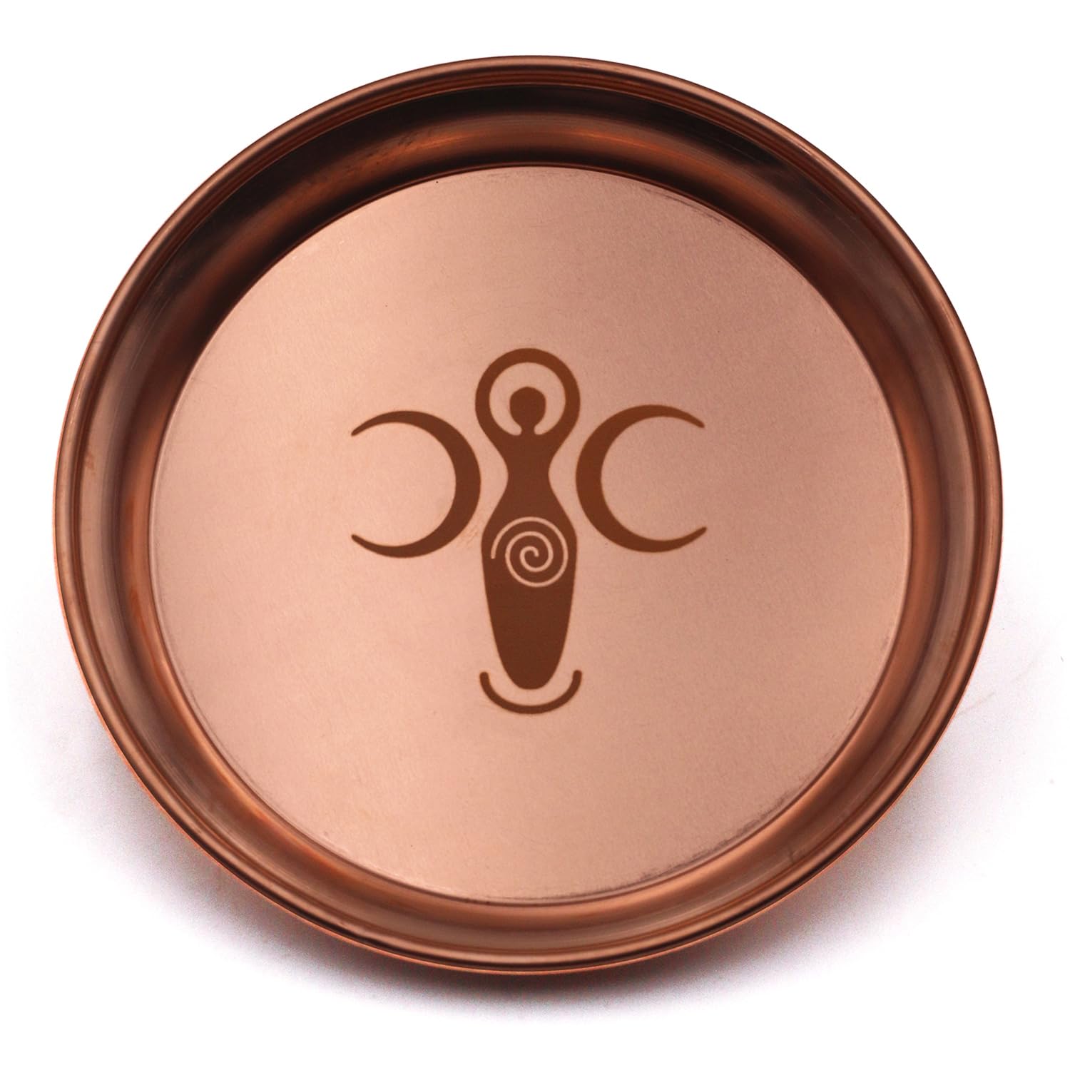 Copper Offering Bowl Ritual Plate Great for Altar,Incense Burner, smudging Bowl, Offering Dish,Candle Trays, Ash Catcher,Jewelry Dish(Goddess of Fertility)