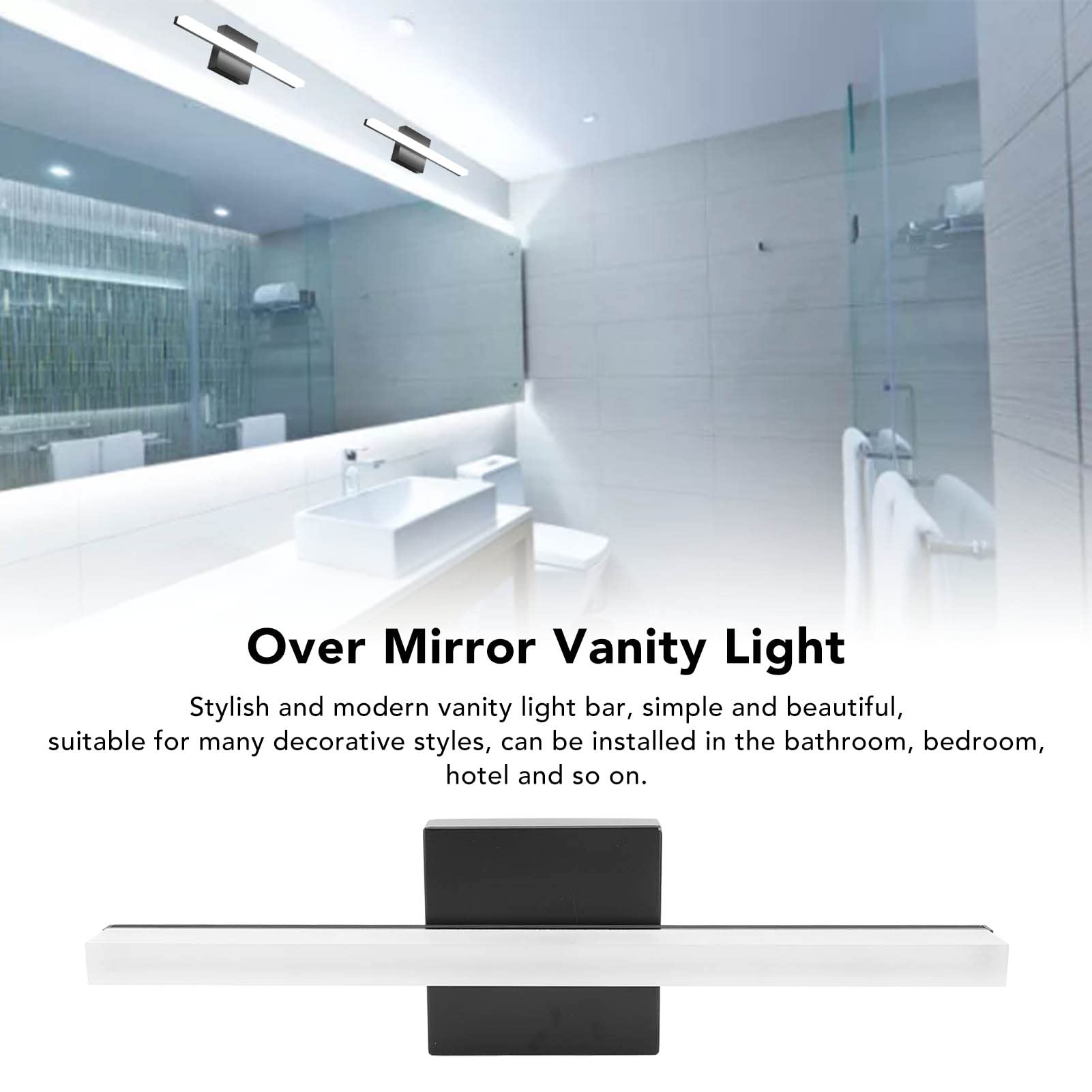 Listwa świetlna LED Vanity Nowoczesna 15,7-calowa Biała o Mocy 6000 K do łazienki, Sypialni, żelaza i Akrylu