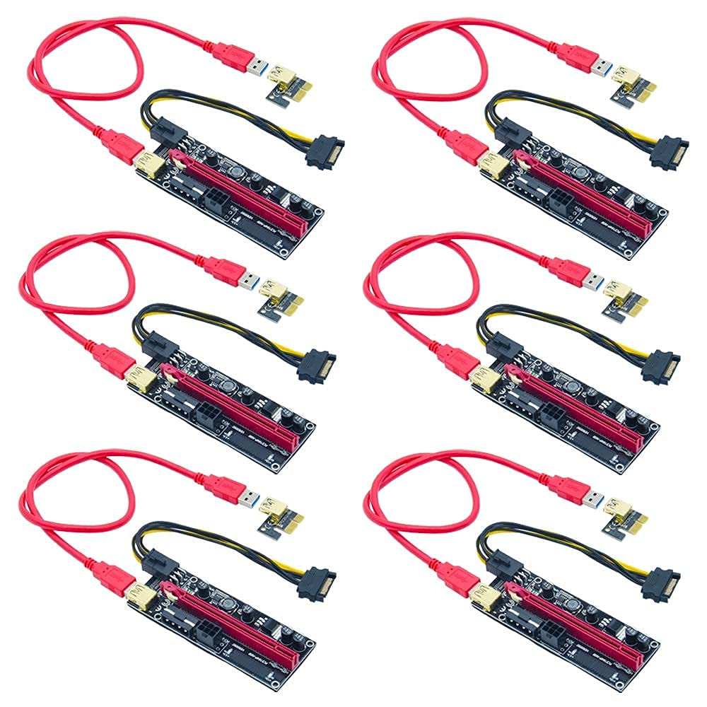 Electrobot PCI-E Riser Express Cable Version 009S 16x to 1x Graphics Extension GPU Extender with 3 Power Connectors Slots 60 cm USB 3.0 Cable - Red (Pack Of 6) (B09H34QR39) Amazon Price History, Amazon Price Tracker