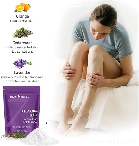 Miniatura 4 de Seven Minerals Relaxing Legs - Escamas de cloruro de magnesio de 3 libras, absorbe mejor que la sal de Epsom, fórmula única de remojo de pies para