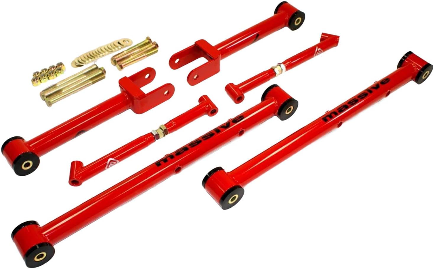 Made in USA MIRROR RED COMPETITION SERIES Upper Lower Control Arm kit with Brace Compatible with 64-67 GM A Body GS 350 455 Skylark Chevelle El Camino Monte Carlo Cutlass 442 Le Mans GTO