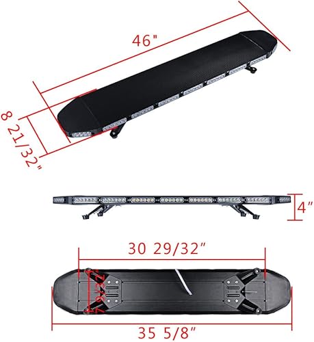 Miniatura 2 de Kit de luces estroboscópicas de seguridad de advertencia de emergencia, color blanco ámbar, 108 pulgadas, barra LED + 16 unidades, ultra delgada, 10