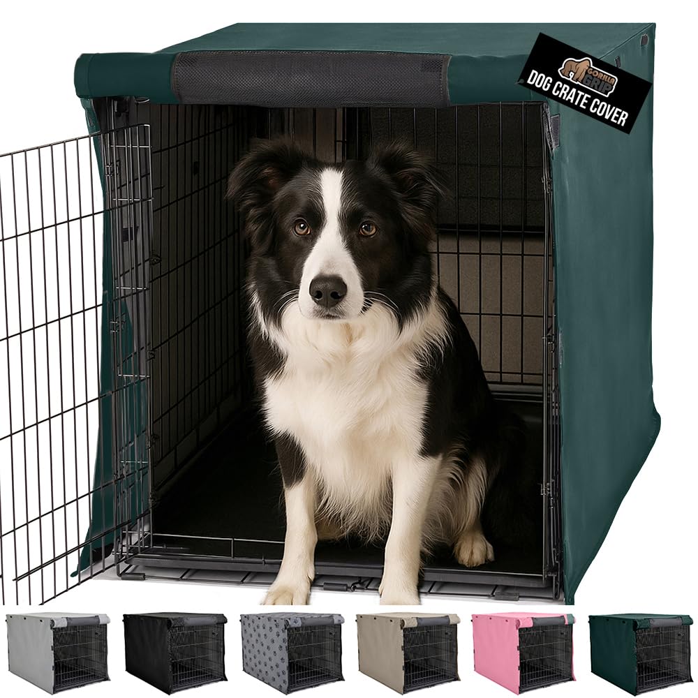 GORILLA GRIP Dog Crate Covers Compatible with Amazon Basics Dog Crates, All Sides Open, Privacy Cover Fits 36" Wire Kennel, Breathable Mesh Windows,
