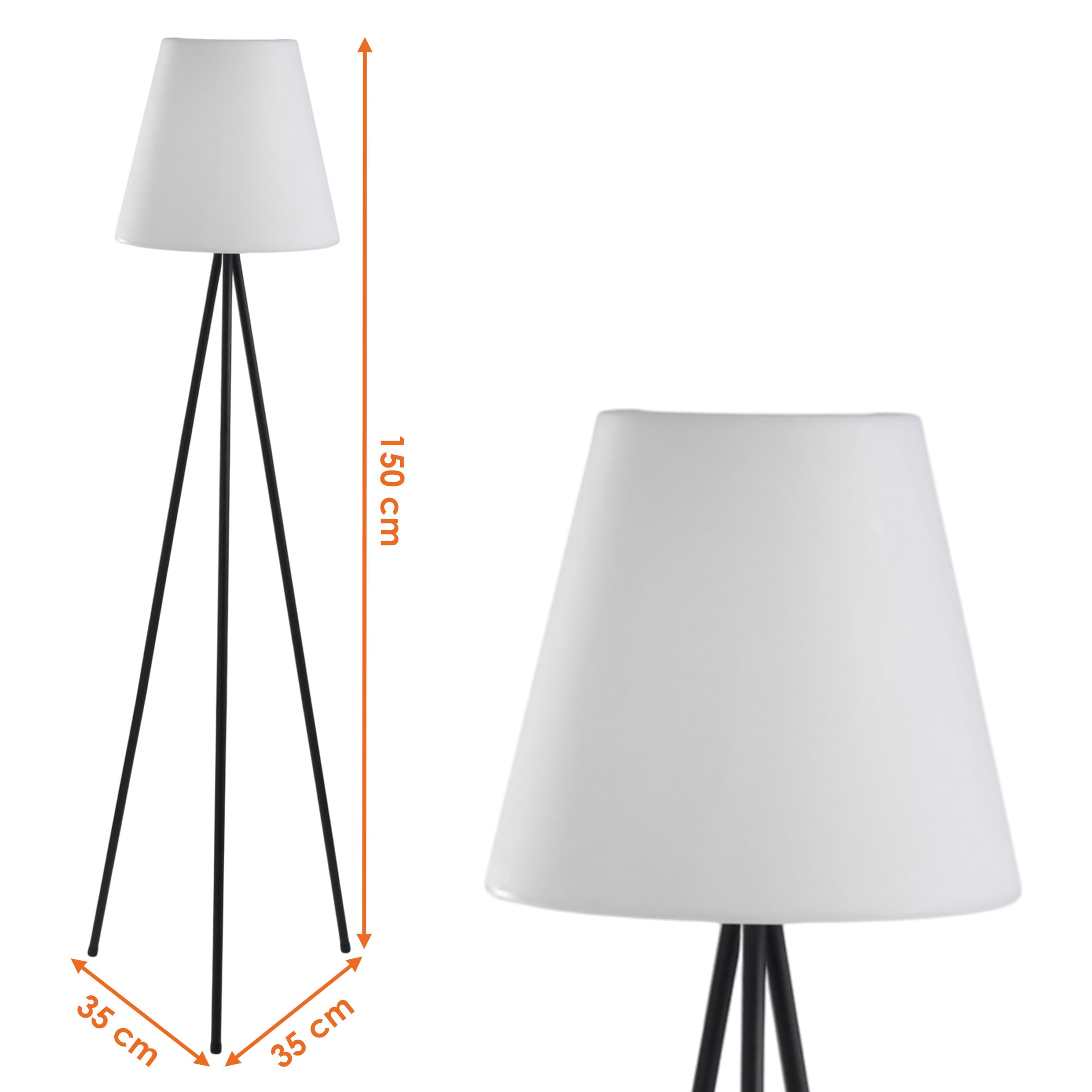 Spetebo Solarna lampa stojąca na 3 nogach również ładowana przez USB – 150 cm – lampa stojąca do użytku na zewnątrz i wewnątrz, 32 diody LED zimna biel – lampa solarna lampa ogrodowa, dekoracyjna