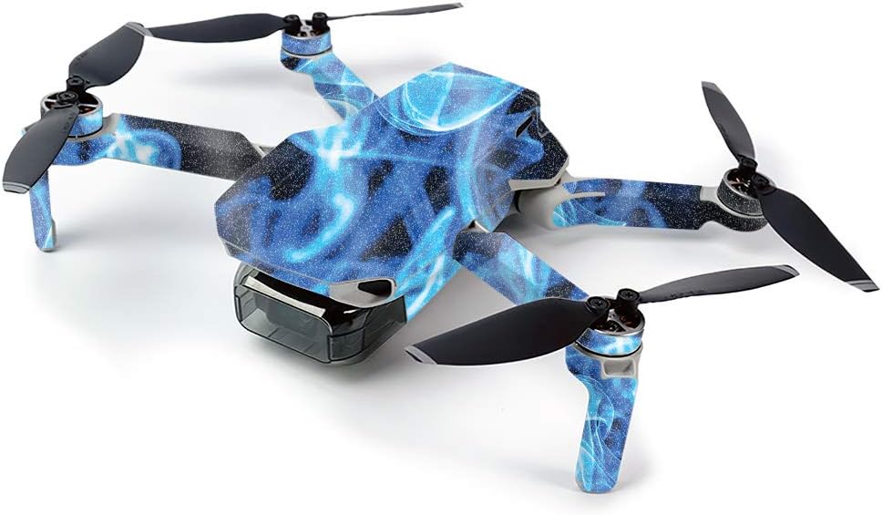 MightySkins Glossy Glitter Skin for DJI Mavic Mini Portable Drone Quadcopter - Blue Flames | Protective, Durable High-Gloss Glitter Finish | Easy to Apply, Remove, and Change Styles | Made in The USA