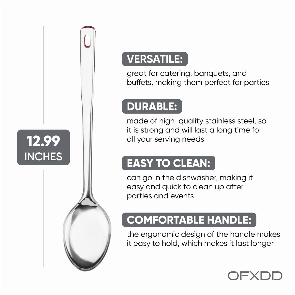 Cuchara de servir para fiestas de acero inoxidable de 12.99 pulgadas, cucharas grandes para servir utensilios de catering, 6 piezas, cucharas de metal para servir bufé, banquete