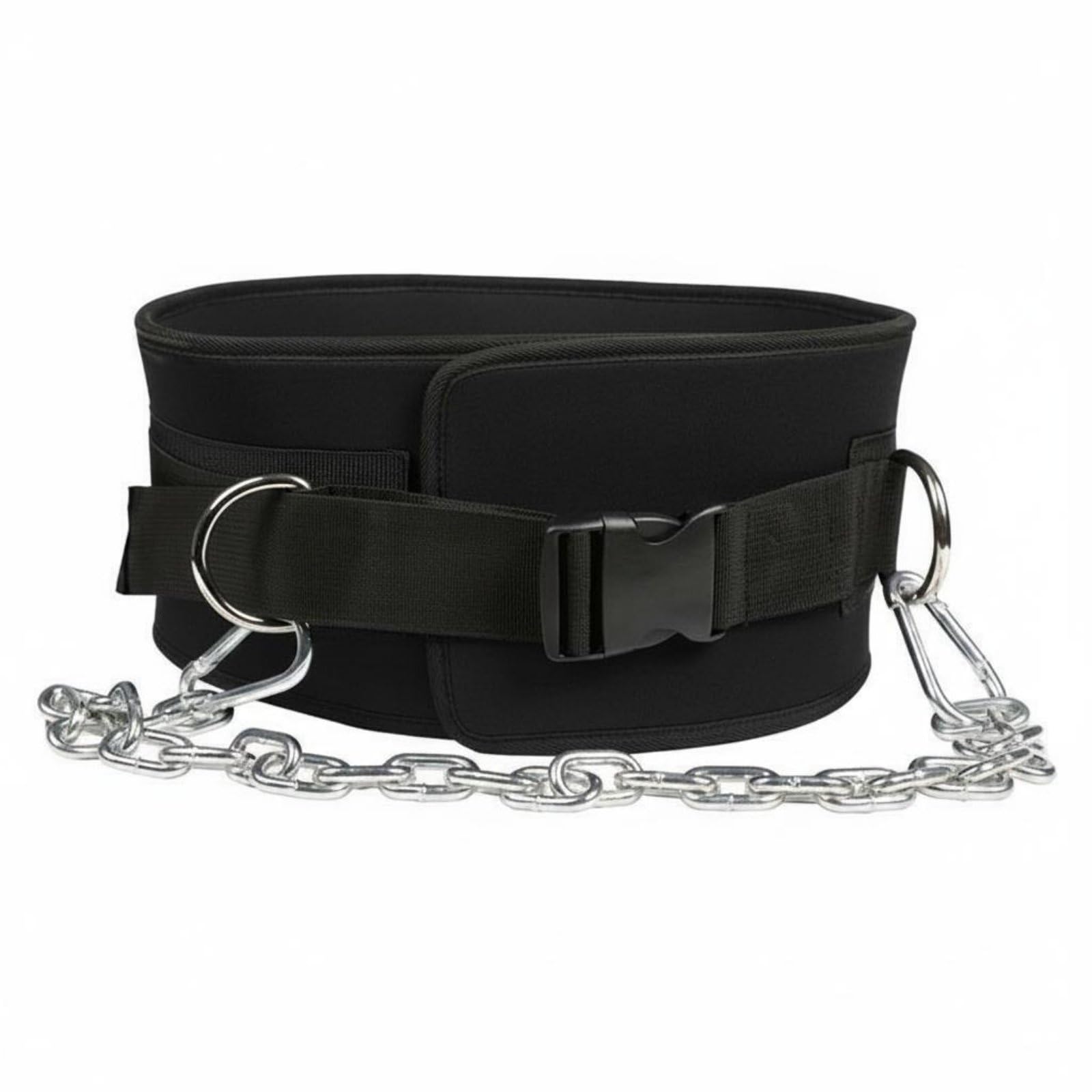 Gym Strength Training Weightlifting Belt Chain Adjustable Buckle Suspension Belt Heavy Duty Fitness Gear Reinforced Stitching for Weightlifters, Bodybuilders, Plastic Buckle Black-image-29