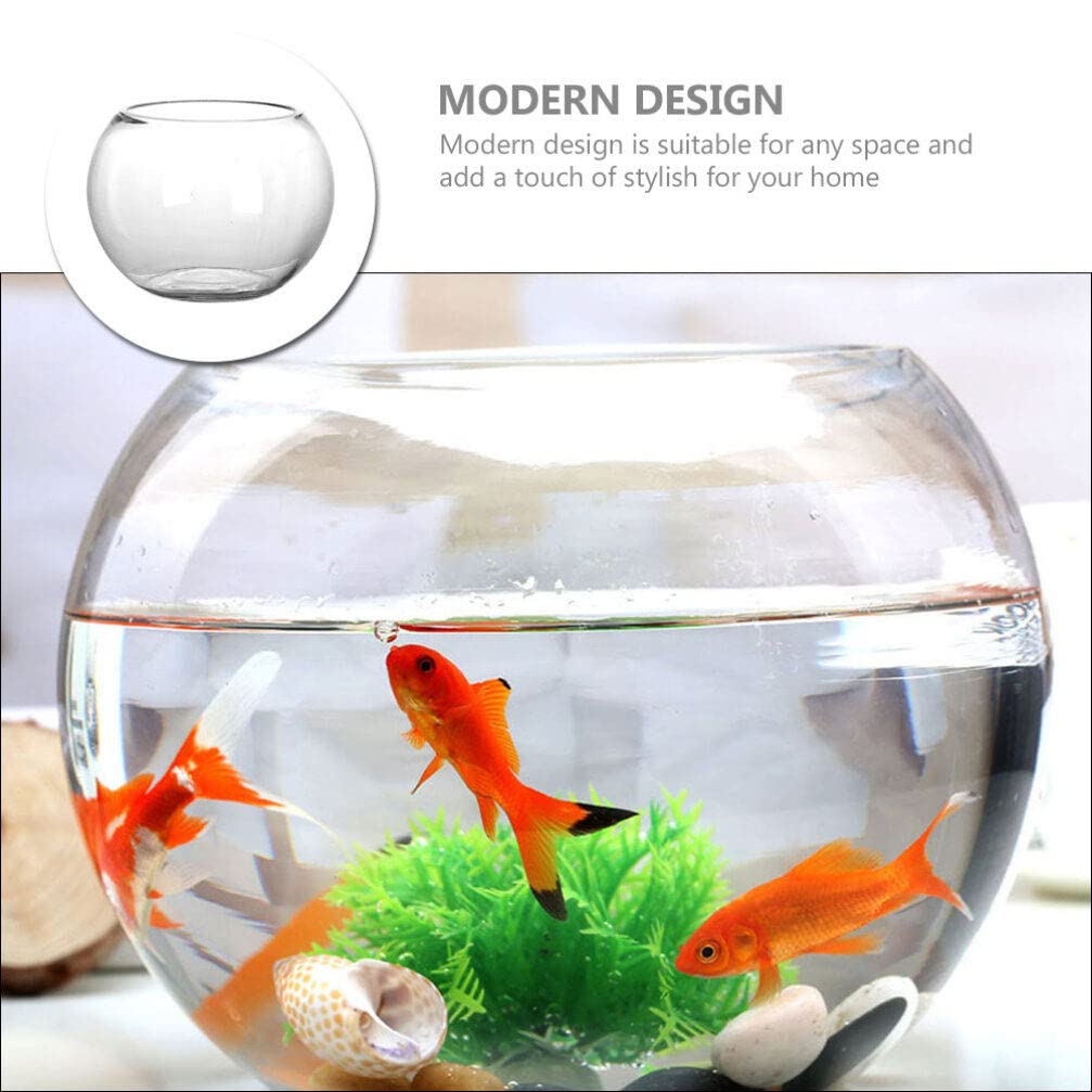 Yardwe Goldfischglas aus Glas, Rundes Kugelaquarium für Pflanzen, 15cm Kugelvase Deko, Transparentes Aquarium für Tisch und Büro