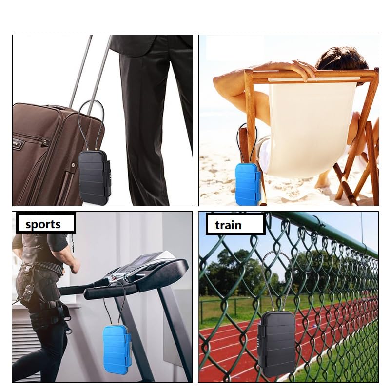 Cassetta di sicurezza portatile, con combinazione, con codice, impermeabile, antifurto, mini cassetta di sicurezza da viaggio con catena rimovibile (blu)