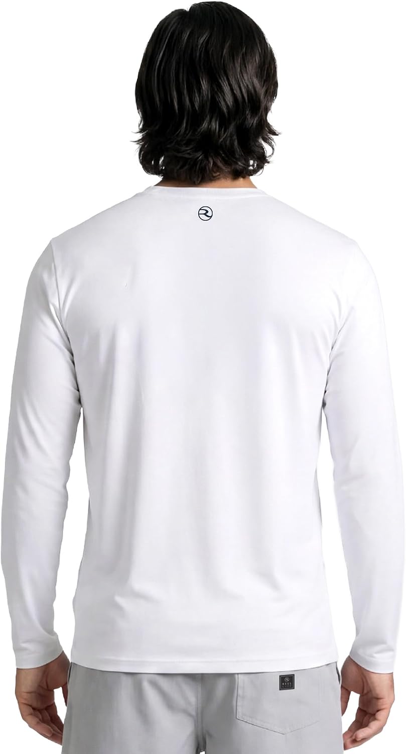 Reel Life Men's Jax Long Sleeve Shirt | UPF 50+ Sun Protection | Lightweight, Quick Dry, Breathable Top| White, Large