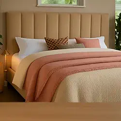 Cabeceira Modular Para Cama King – Estofada Com Fita Dupla Face De Fixação Sem Furos Na Parede (Bege)