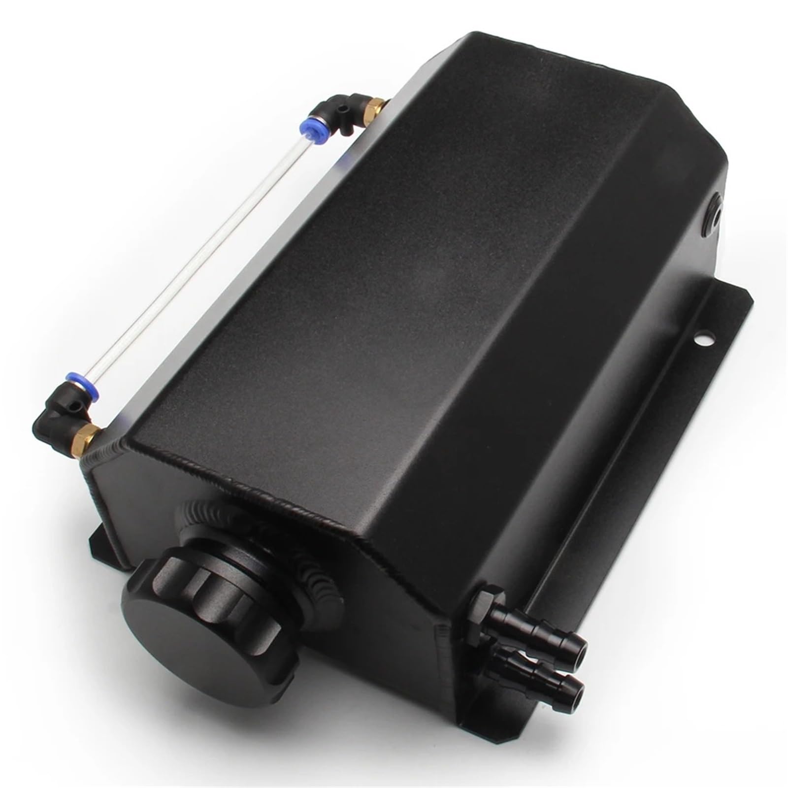 Ausgleichsbehälter Universal 1L 2L Aluminium Oil Catch Can Reservoir Tank Motor Kühlmittel Kühler Überlauf Kraftstoff Mit Ablassschraube Verschnaufpause(2L-Black)