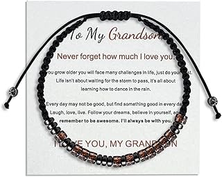 Morse Code Grandson Bracelet from Grandma Grandpa to My Grandson Gifts for Christmas Birthday from Grandparents Encouragement Gift for Men Boys I Love You Grandson Gifts